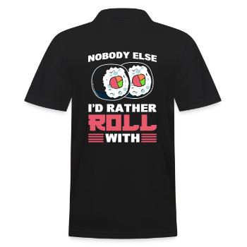 Sushi Roll Food Word Game Cooking and Cooking - Men's Polo Shirt - black - Back - Kai (181cm)