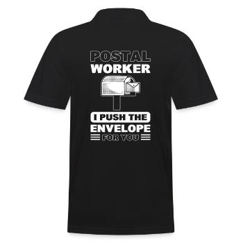 Funny Postal Worker Postman - Men's Polo Shirt - black - Back - Kai (181cm)