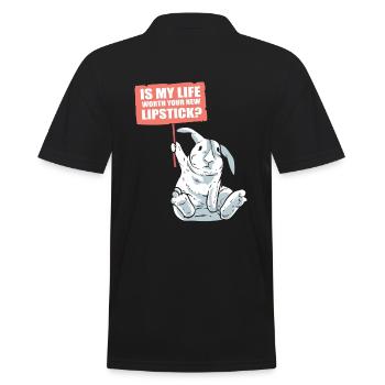 Kaninchen und Lippenstift Naturschützer - Männer Poloshirt - Schwarz - Hinten - Kai (181cm)