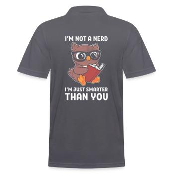 Rat de bibliothèque nerd et hibou intelligent - Polo Homme - charbon - Dos - Nico (186cm)