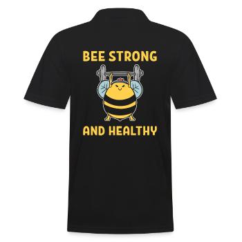 Bee Strong And Healthy Gewichtheber - Männer Poloshirt - Schwarz - Hinten - Kai (181cm)