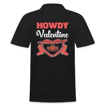 Howdy Valentine Viehzüchter - Männer Poloshirt - Schwarz - Hinten - Kai (181cm)