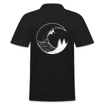 Mond und Bergsteiger - Männer Poloshirt - Schwarz - Hinten - Kai (181cm)