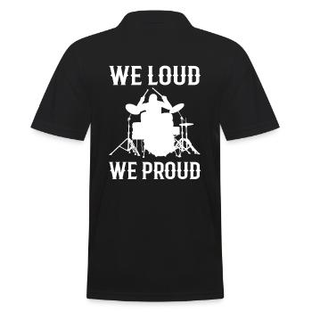 Lauter und stolzer Schlagzeuger Bandmitglied - Männer Poloshirt - Schwarz - Hinten - Kai (181cm)