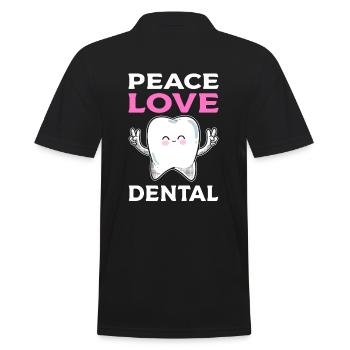 Peace Love Dental Dentist - Men's Polo Shirt - black - Back - Kai (181cm)