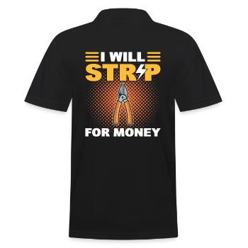 I Will Strip For Money Lineman - Männer Poloshirt - Schwarz - Hinten - Kai (181cm)