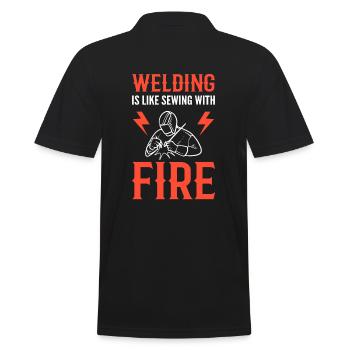 Welding It's Like Sewing With Fire Welder - Men's Polo Shirt - black - Back - Kai (181cm)