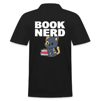 Book Nerd Begeisterter Leser - Männer Poloshirt - Schwarz - Hinten - Kai (181cm)