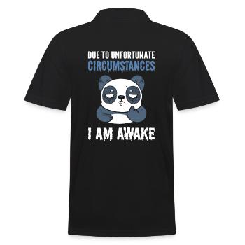 Due To Unfortunate Circumstances I Am Awake Panda - Männer Poloshirt - Schwarz - Hinten - Kai (181cm)