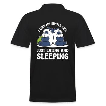 Panda Eating and Sleeping Panda Fan - Men's Polo Shirt - black - Back - Kai (181cm)