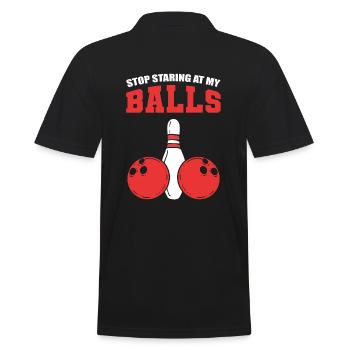 Stop Staring At My Balls Bowler - Men's Polo Shirt - black - Back - Kai (181cm)