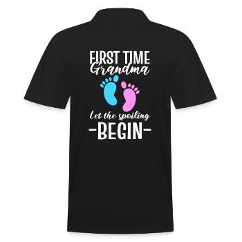 First Time Grandma Let The Spoiling Begin Granny - Men's Polo Shirt - black - Back - Kai (181cm)