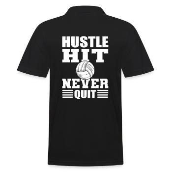 Hustle Hit Never Quit Volleyballspieler - Männer Poloshirt - Schwarz - Hinten - Kai (181cm)