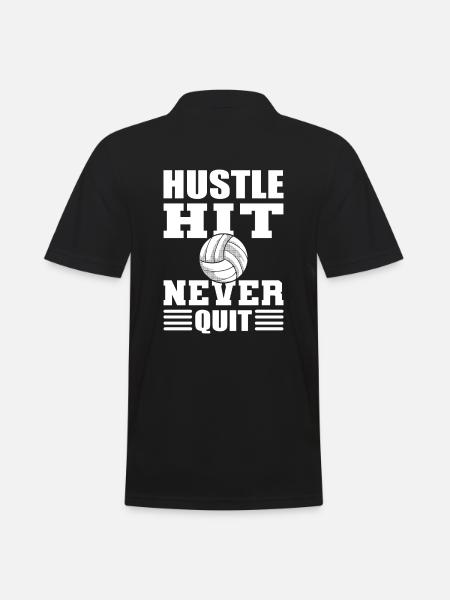 Hustle Hit Never Quit Volleyballspieler - Männer Poloshirt - Schwarz