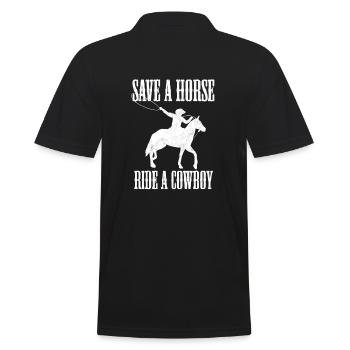 Sauvez une balade à cheval Un cow-boy qui fait de l’équitation et un fan de cheval - Polo Homme - noir - Dos - Kai (181cm)