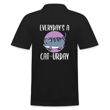 Cute Kitten Cat Groomer - Men's Polo Shirt - black - Back - Kai (181cm)
