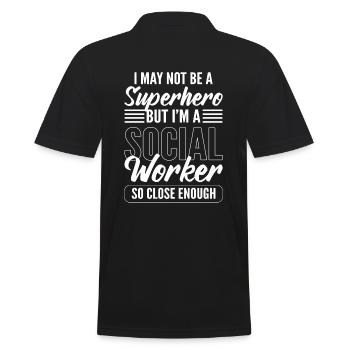 Superhelden-Sozialarbeiter Berater - Männer Poloshirt - Schwarz - Hinten - Kai (181cm)