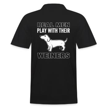 Real Men Play With Their Weiners Dog Sitter - Men's Polo Shirt - black - Back - Kai (181cm)