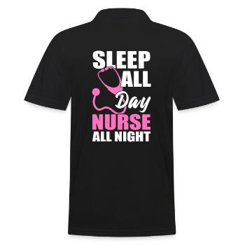 Sleep All Day Nurse All Night Gesundheitsassistent - Männer Poloshirt - Schwarz - Hinten - Kai (181cm)