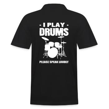 I play drums drum player - Men's Polo Shirt - black - Back - Kai (181cm)