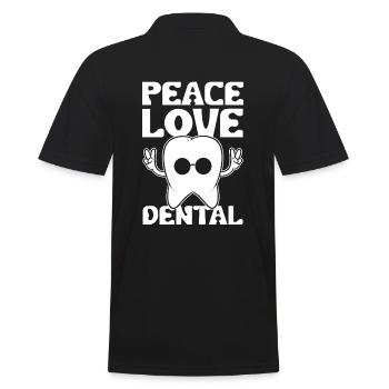 Peace Love Dental Zahnarzthelferin - Männer Poloshirt - Schwarz - Hinten - Kai (181cm)