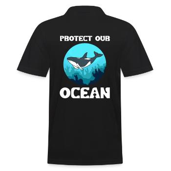 Protect Our Ocean Meeresschützer - Männer Poloshirt - Schwarz - Hinten - Kai (181cm)
