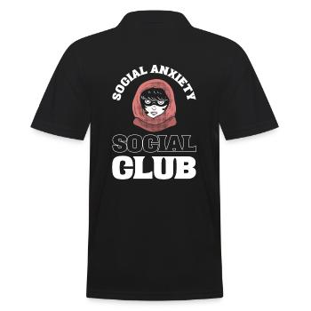 Social Anxiety Social Club Introvertiert - Männer Poloshirt - Schwarz - Hinten - Kai (181cm)