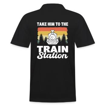 Take Him To The Train Station Engineman - Men's Polo Shirt - black - Back - Kai (181cm)