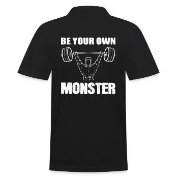 Be Your Own Monster Professioneller Bodybuilder - Männer Poloshirt - Schwarz - Hinten - Kai (181cm)