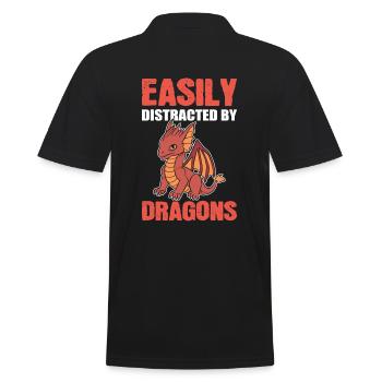 Easily Distracted By Dragons Drakonologe - Männer Poloshirt - Schwarz - Hinten - Kai (181cm)