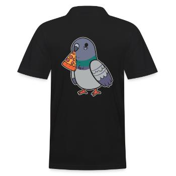 Taube Pizza Pizza Macher - Männer Poloshirt - Schwarz - Hinten - Kai (181cm)