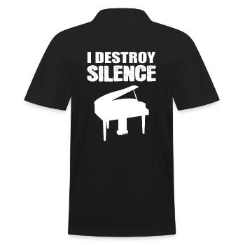 I Destroy Silence Pianist - Männer Poloshirt - Schwarz - Hinten - Kai (181cm)