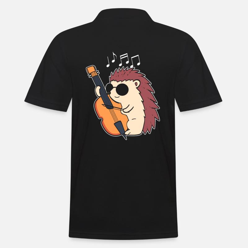 Igel spielt Cello Cello-Spieler - Männer Poloshirt - Schwarz
