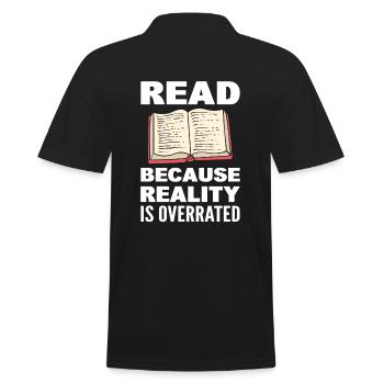 Buchliebhaber Bücherwurm Lesen - Männer Poloshirt - Schwarz - Hinten - Kai (181cm)