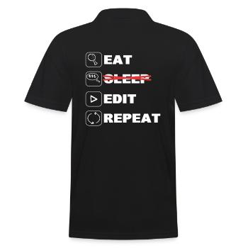 Eat Edit Edit Repeat Videobearbeiter - Männer Poloshirt - Schwarz - Hinten - Kai (181cm)