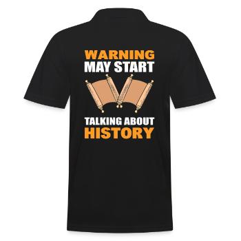 Warning May Start Talking About History - Männer Poloshirt - Schwarz - Hinten - Kai (181cm)