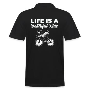 Life Is A Beautiful Ride Biker - Männer Poloshirt - Schwarz - Hinten - Kai (181cm)