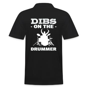 Dibs On The Drummer Schlagzeuger - Männer Poloshirt - Schwarz - Hinten - Kai (181cm)