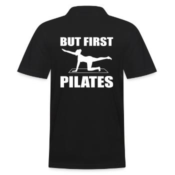 But First, Pilates - Männer Poloshirt - Schwarz - Hinten - Kai (181cm)
