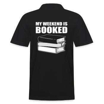 My Weekend Is Booked Korrektor - Männer Poloshirt - Schwarz - Hinten - Kai (181cm)