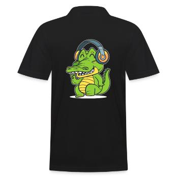 DJ Crocodile Discjockey - Männer Poloshirt - Schwarz - Hinten - Kai (181cm)