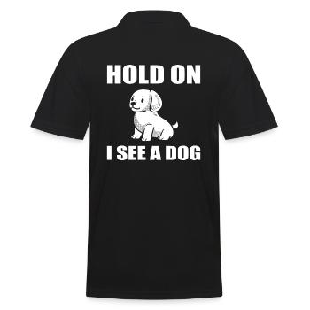 Hold On I See A Dog Hundeliebhaber - Männer Poloshirt - Schwarz - Hinten - Kai (181cm)
