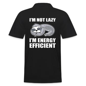 I'm Not Lazy I'm Energy Efficient Faulpelz - Männer Poloshirt - Schwarz - Hinten - Kai (181cm)