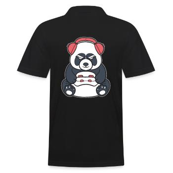 Gaming Panda Gamer - Männer Poloshirt - Schwarz - Hinten - Kai (181cm)