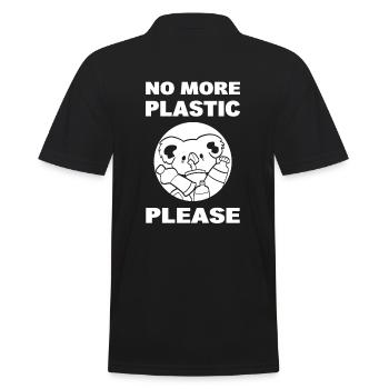 No More Plastic Please Naturliebhaber - Männer Poloshirt - Schwarz - Hinten - Kai (181cm)