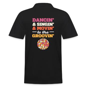 Klassische Disco Tanzlehrer - Männer Poloshirt - Schwarz - Hinten - Kai (181cm)