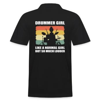 Mädchen spielt Drums Schlagzeugerin - Männer Poloshirt - Schwarz - Hinten - Kai (181cm)