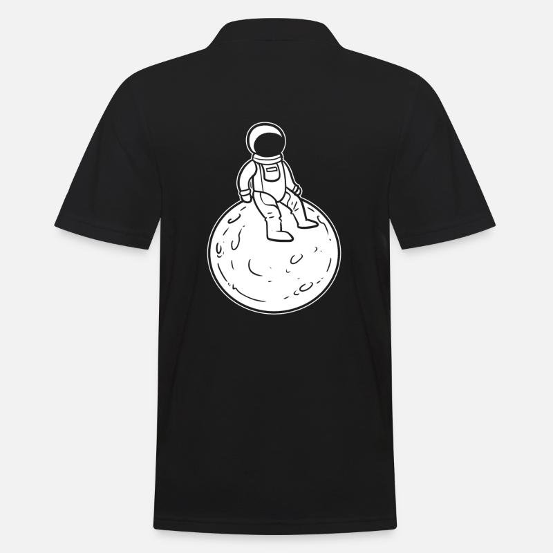 Astronaut sitzt - Männer Poloshirt - Schwarz