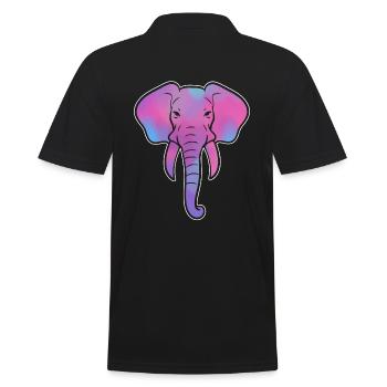 Bunter Elefant Elefantenhüter - Männer Poloshirt - Schwarz - Hinten - Kai (181cm)