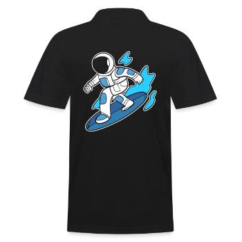 Astronaut Surfer Schwimmer - Männer Poloshirt - Schwarz - Hinten - Kai (181cm)